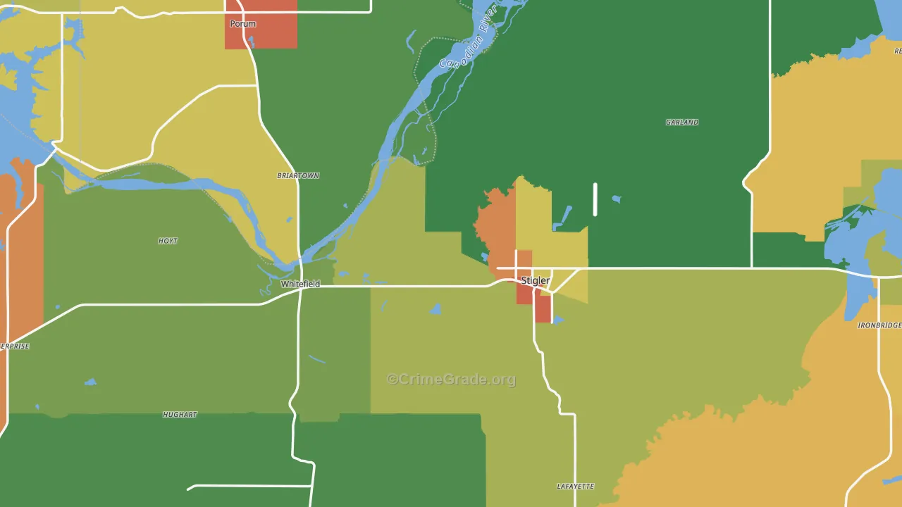 Stigler, OK Map of Assault Rates