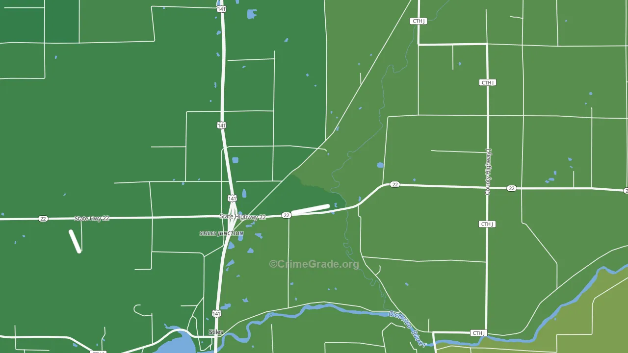Stiles Junction, WI Map of Assault Rates