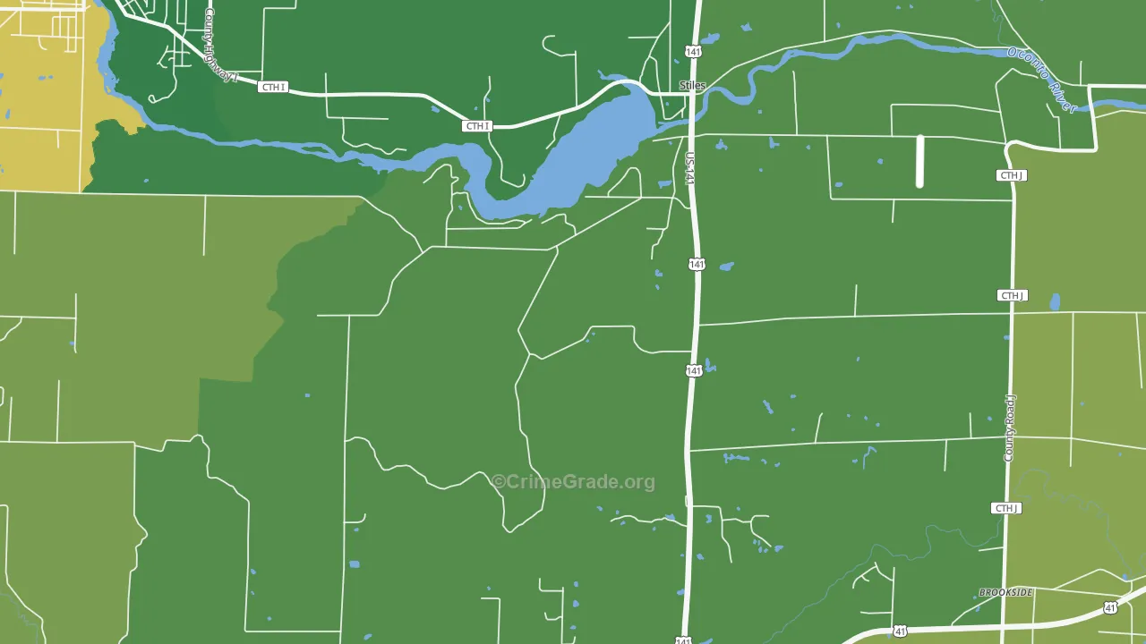 Stiles, WI Map of Assault Rates