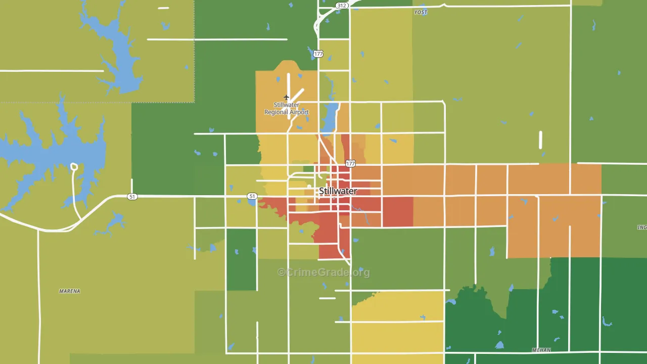 Stillwater, OK Map of Assault Rates