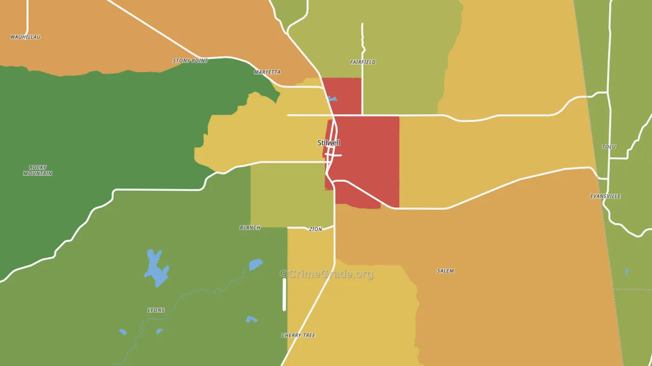 Stilwell, OK Map of Assault Rates