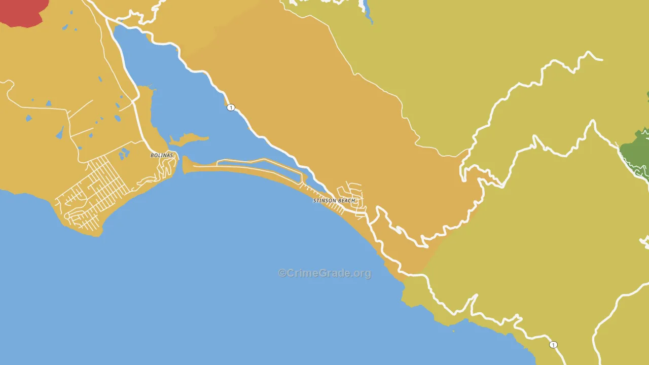 Stinson Beach, CA Map of Assault Rates