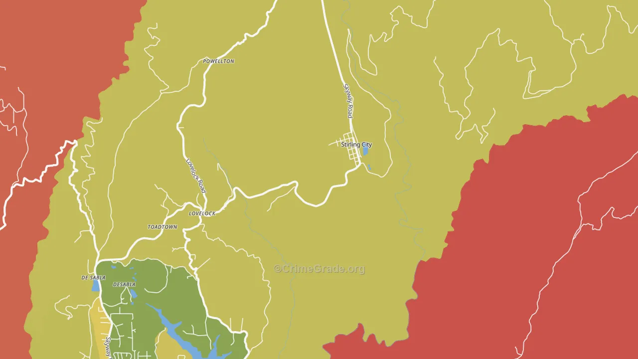 Stirling City, CA Map of Assault Rates