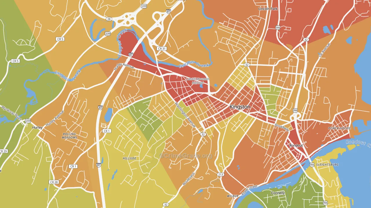 Stockade District, Kingston, NY Map of Assault Rates