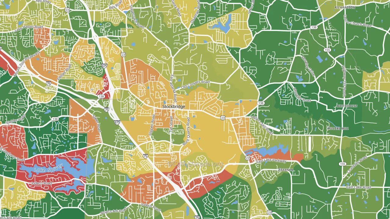 Stockbridge, GA Map of Assault Rates