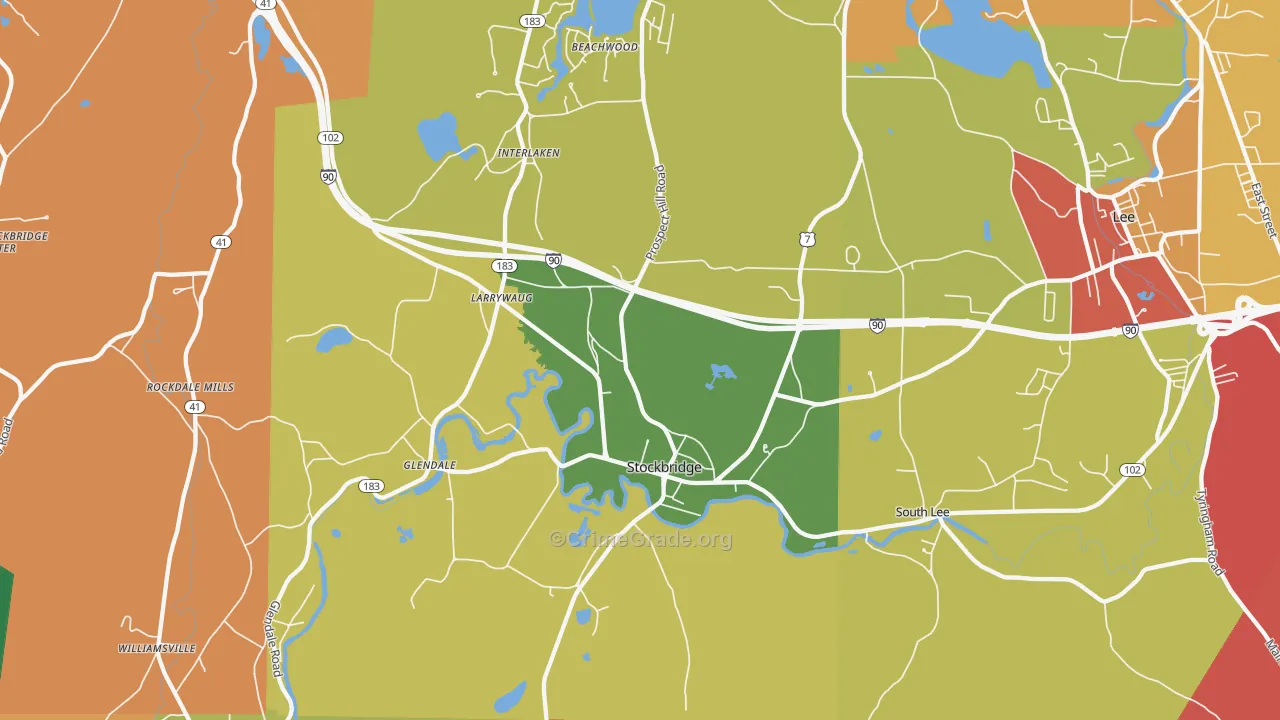 Stockbridge, MA Map of Assault Rates