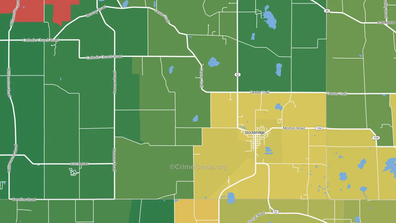 Stockbridge, MI Map of Assault Rates
