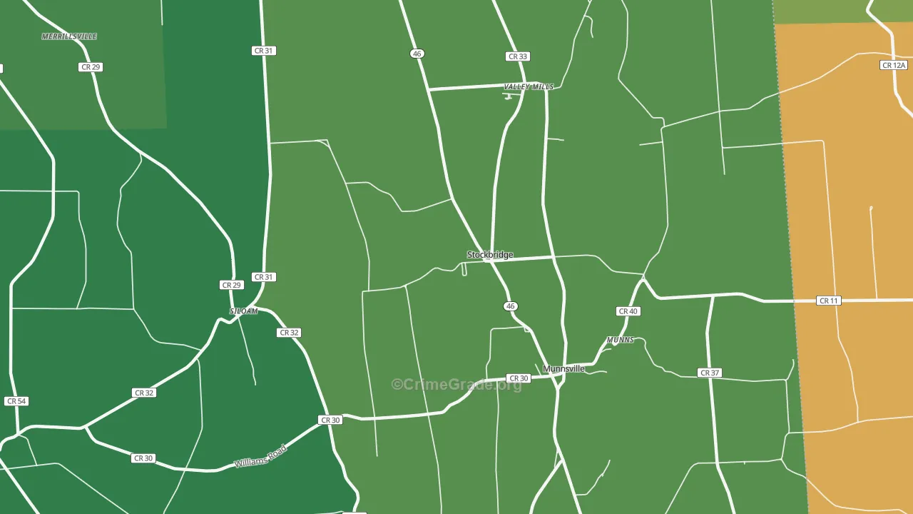 Stockbridge, NY Map of Assault Rates