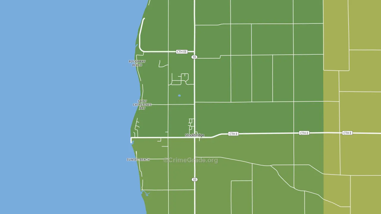Stockbridge, WI Map of Assault Rates