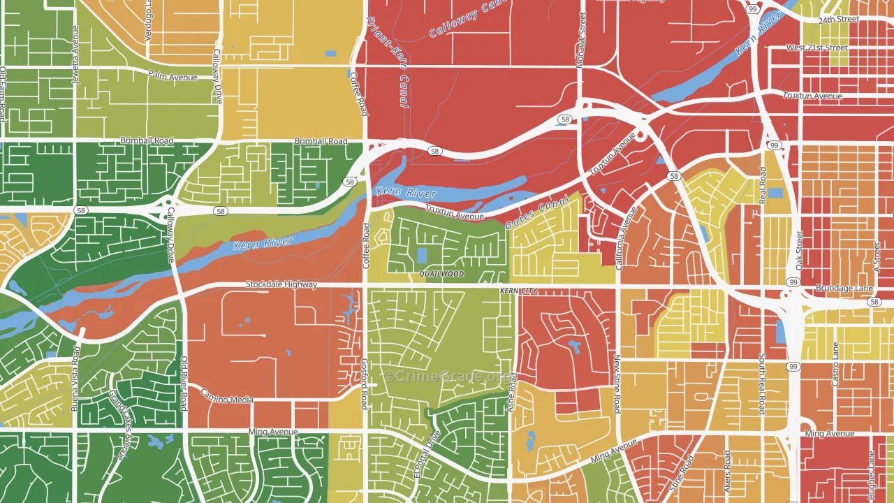 Stockdale Greens, Bakersfield, CA Map of Assault Rates