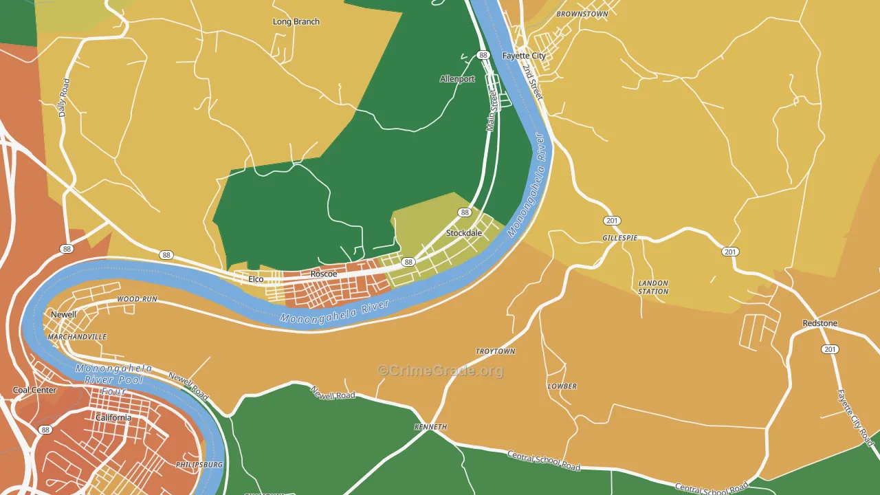 Stockdale, PA Map of Assault Rates