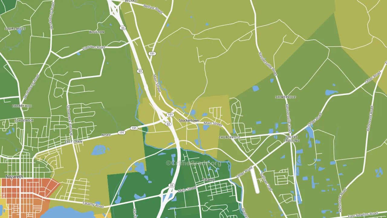 Stockertown, PA Map of Assault Rates