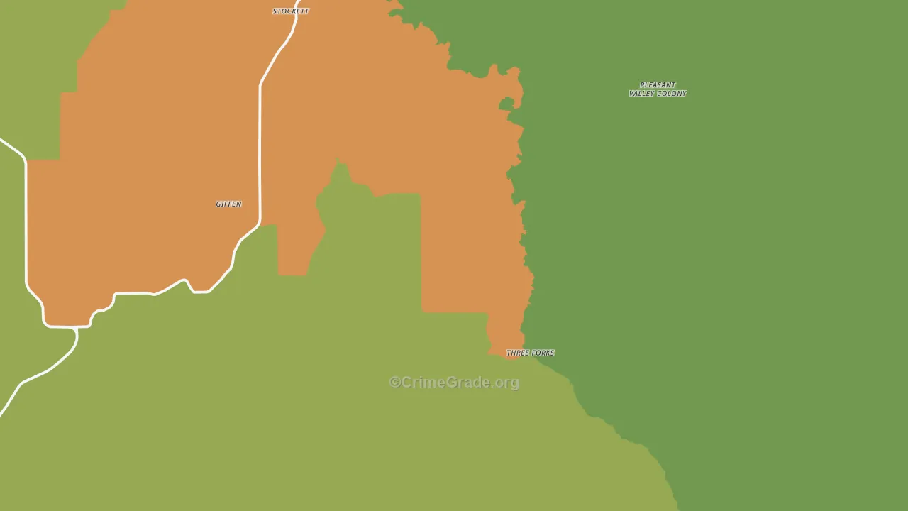 Stockett, MT Map of Assault Rates