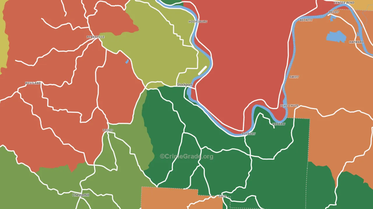 Stockport, OH Map of Assault Rates