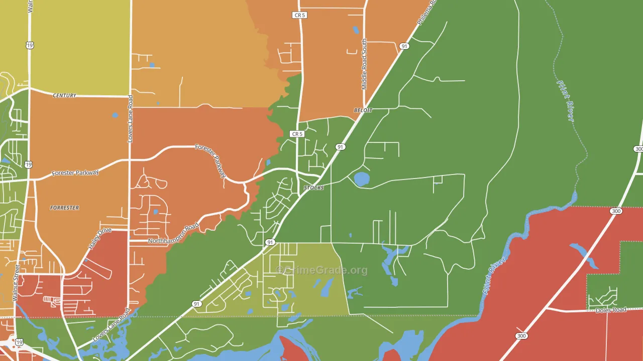 Stocks, GA Map of Assault Rates