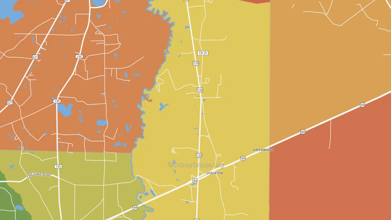 Stockton, GA Map of Assault Rates