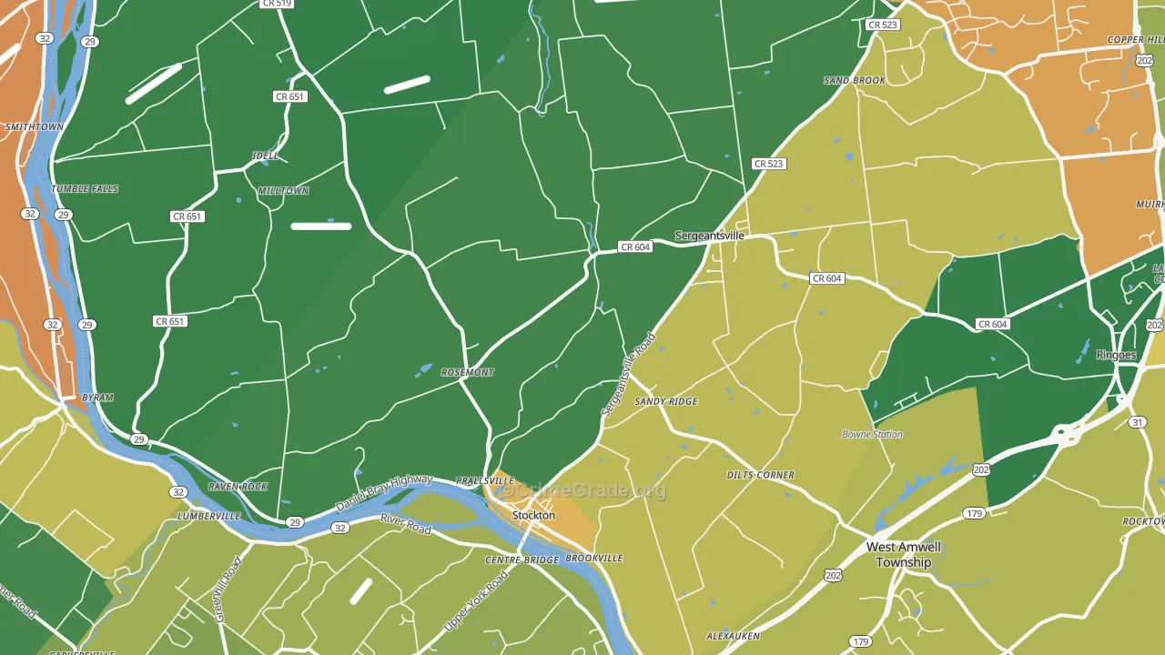 Stockton, NJ Map of Assault Rates