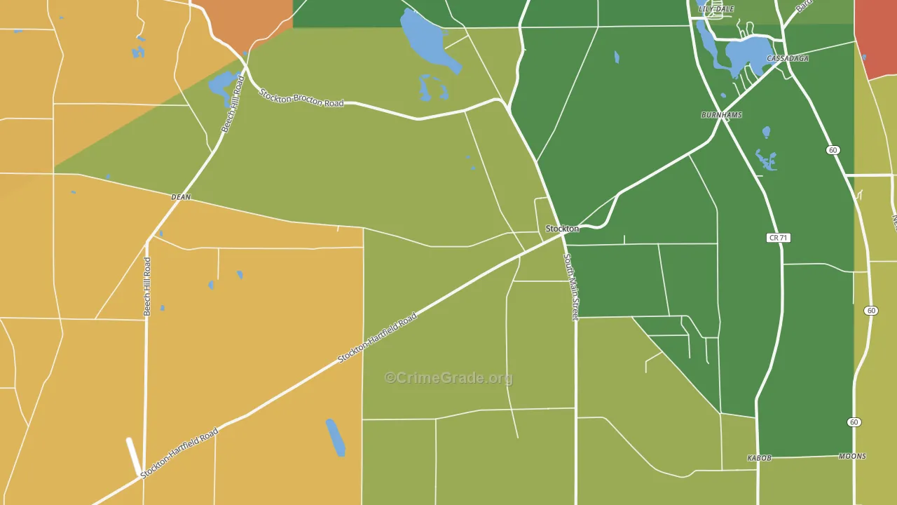 Stockton, NY Map of Assault Rates