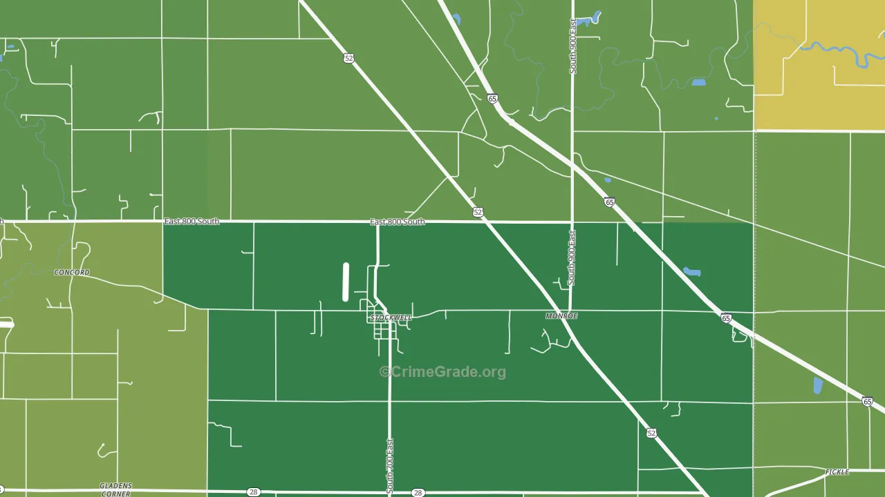 Stockwell, IN Map of Assault Rates