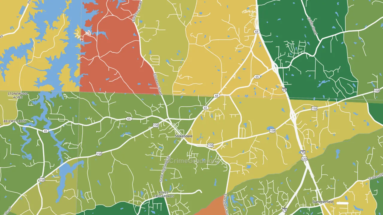 Stokesdale, NC Map of Assault Rates
