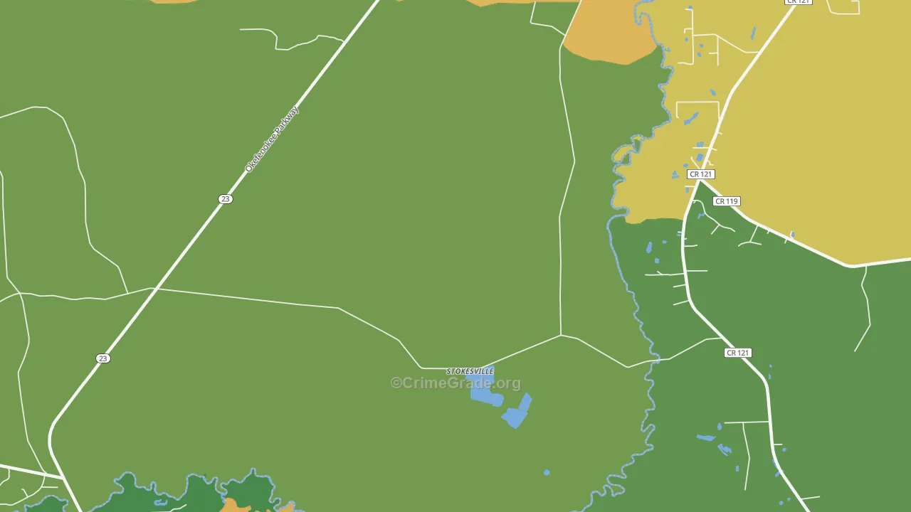 Stokesville, GA Map of Assault Rates