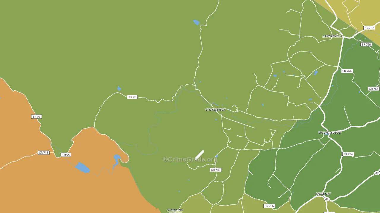 Stokesville, VA Map of Assault Rates