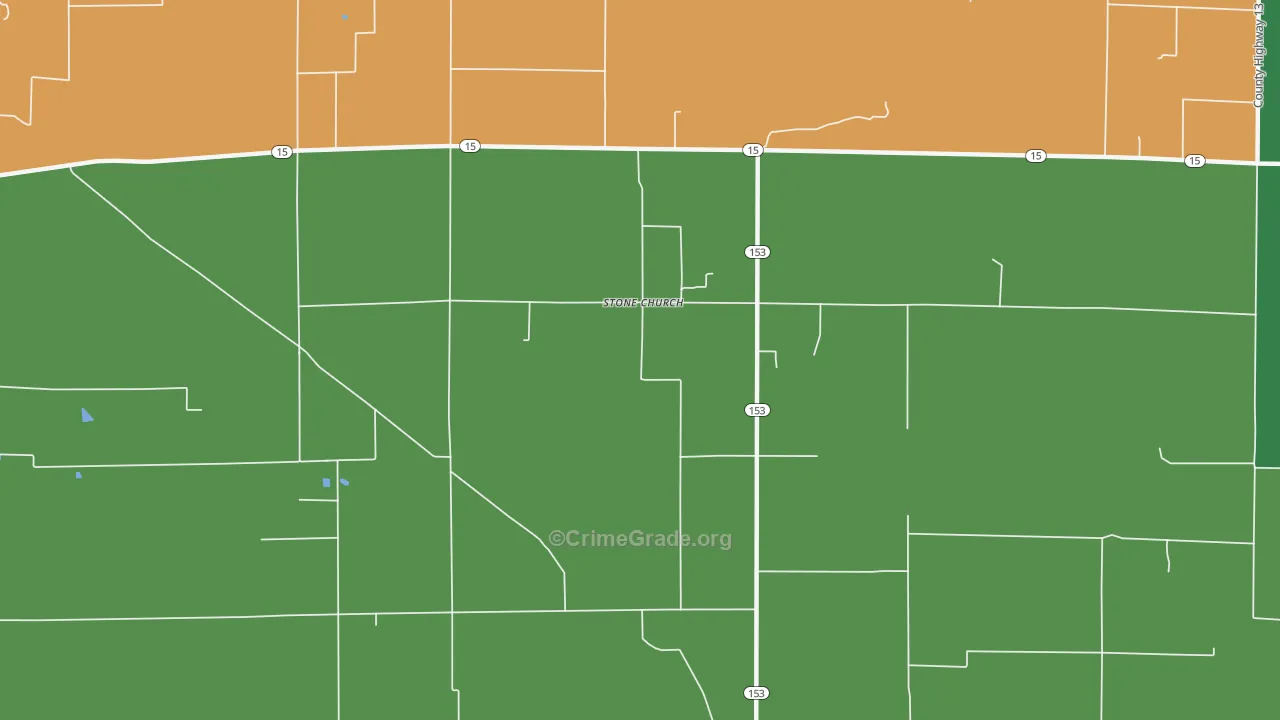 Stone Church, IL Map of Assault Rates