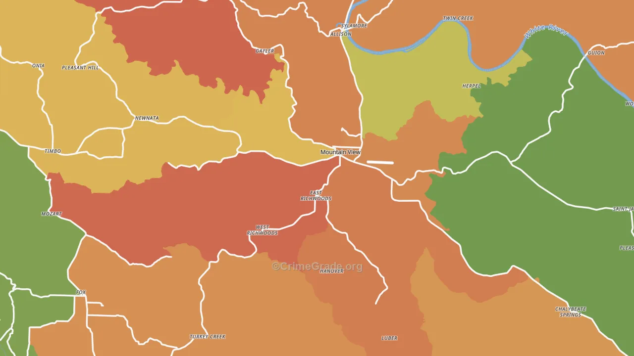 Stone County, AR Map of Assault Rates