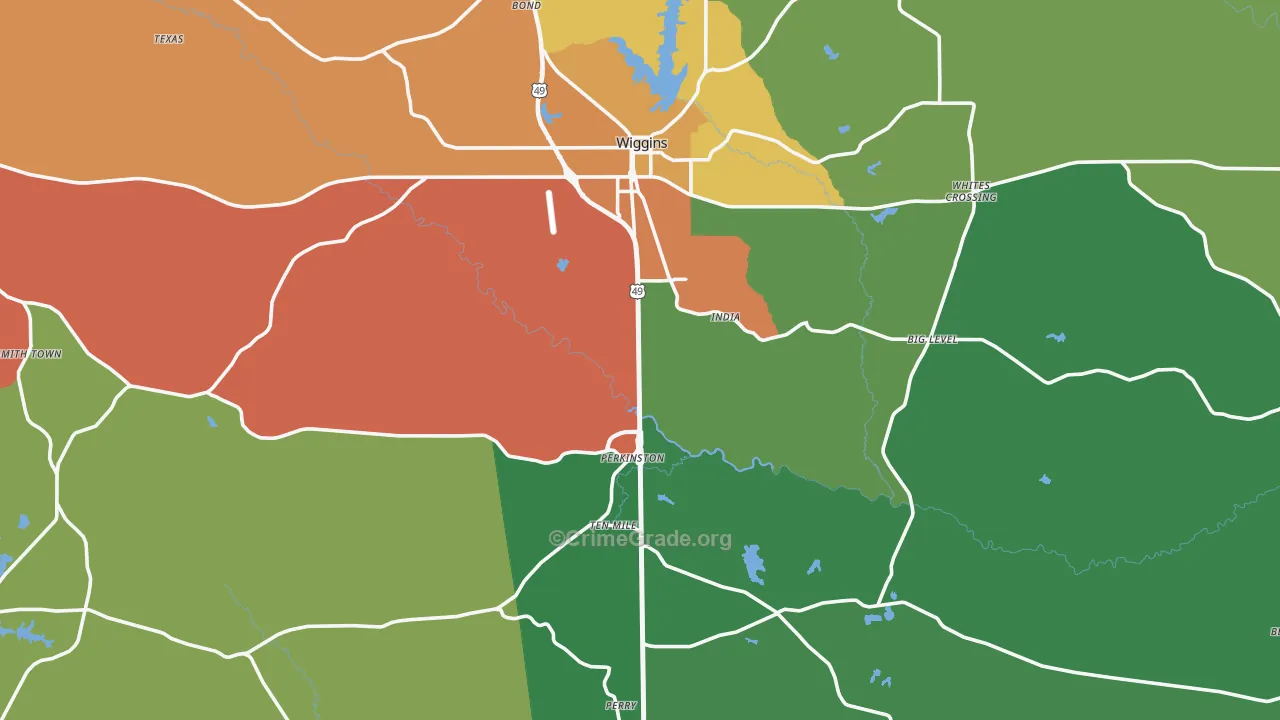 Stone County, MS Map of Assault Rates
