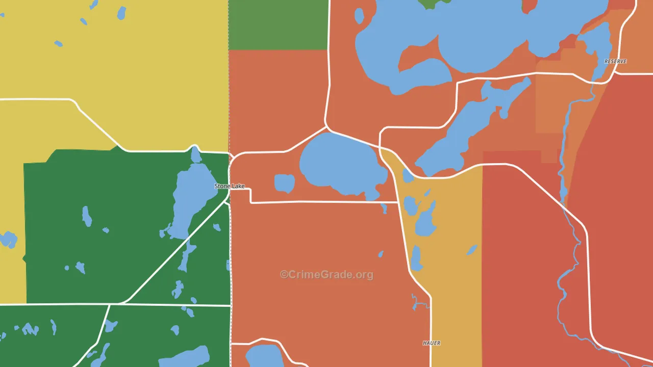 Stone Lake, WI Map of Assault Rates