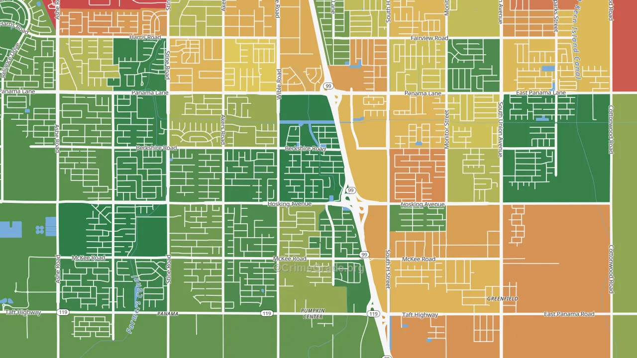 Stone Meadows, Bakersfield, CA Map of Assault Rates