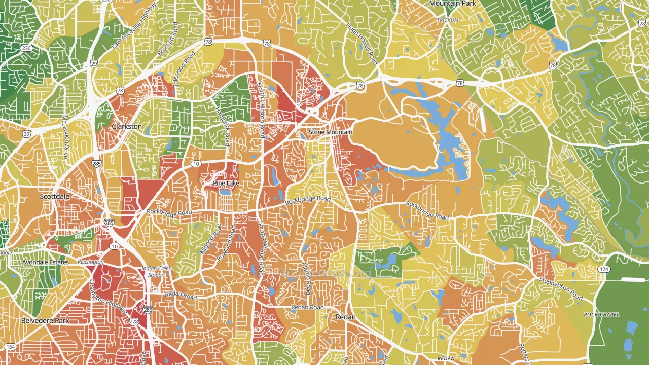 Stone Mountain, GA Map of Assault Rates