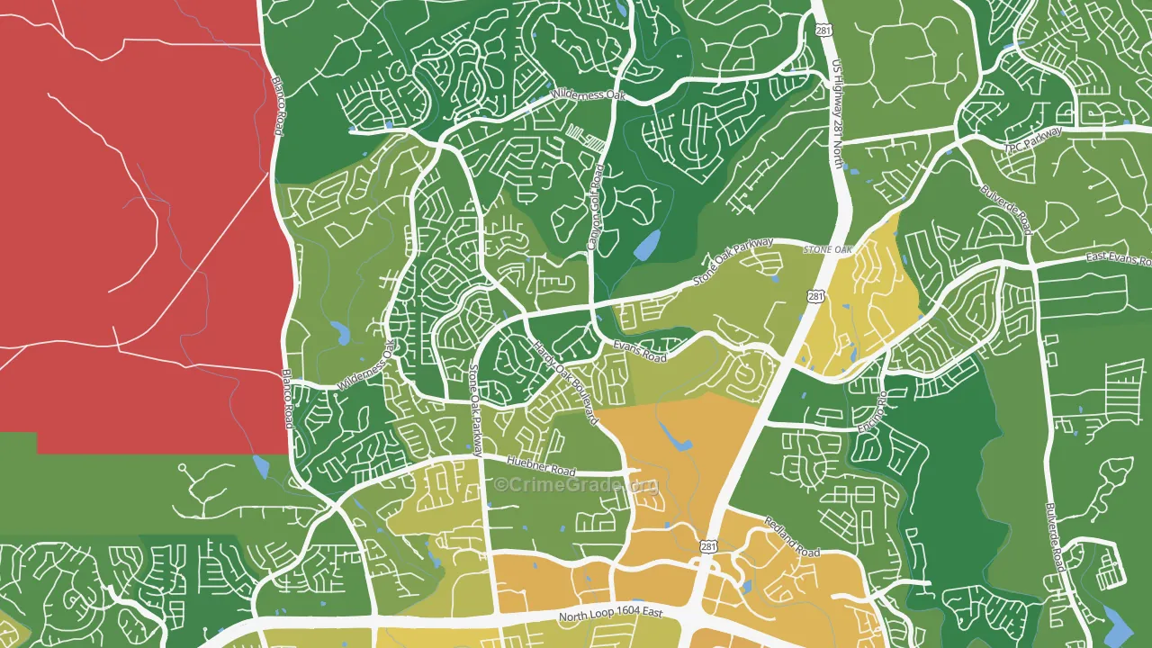 Stone Oak, San Antonio, TX Map of Assault Rates