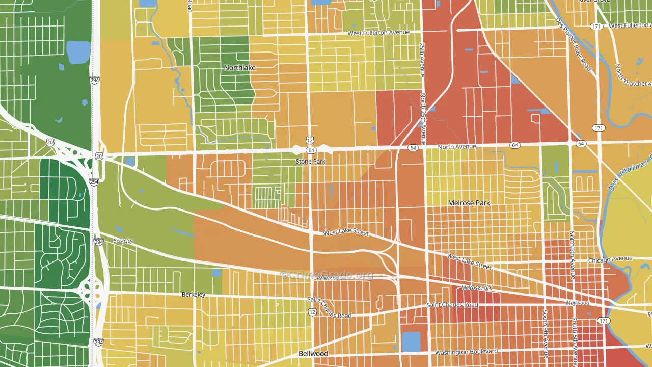 Stone Park, IL Map of Assault Rates