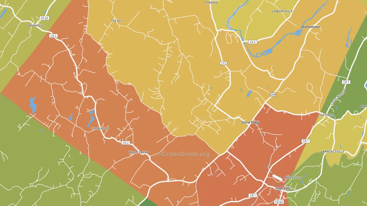 Stone Ridge, NY Map of Assault Rates