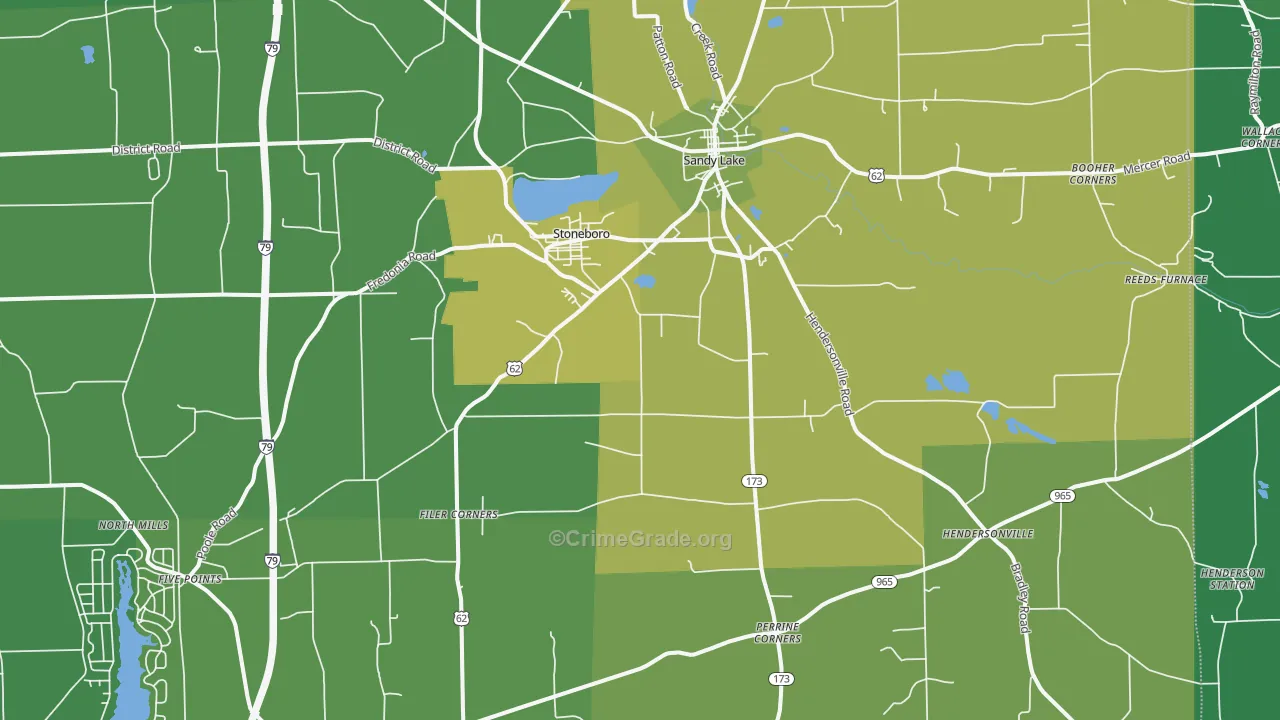Stoneboro, PA Map of Assault Rates