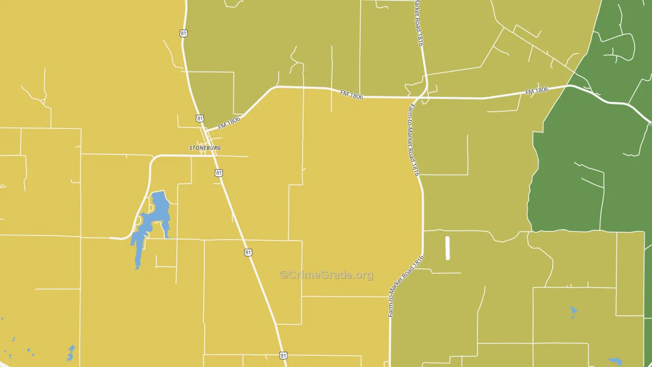Stoneburg, TX Map of Assault Rates