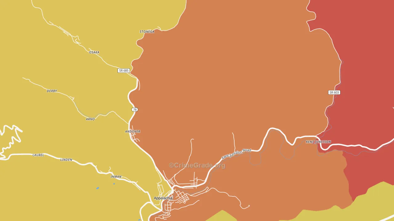 Stonega, VA Map of Assault Rates