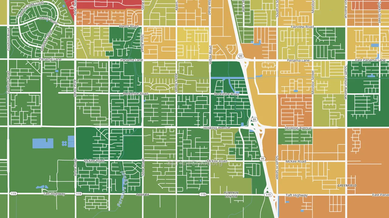 Stonegate, Bakersfield, CA Map of Assault Rates