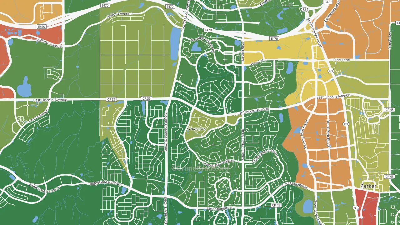 Stonegate, CO Map of Assault Rates