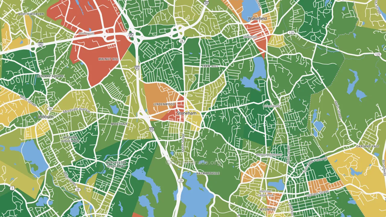 Stoneham, MA Map of Assault Rates