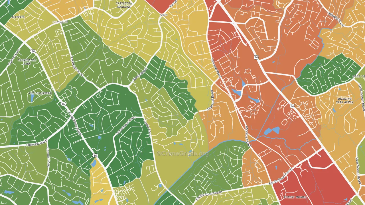 Stonehaven, Charlotte, NC Map of Assault Rates