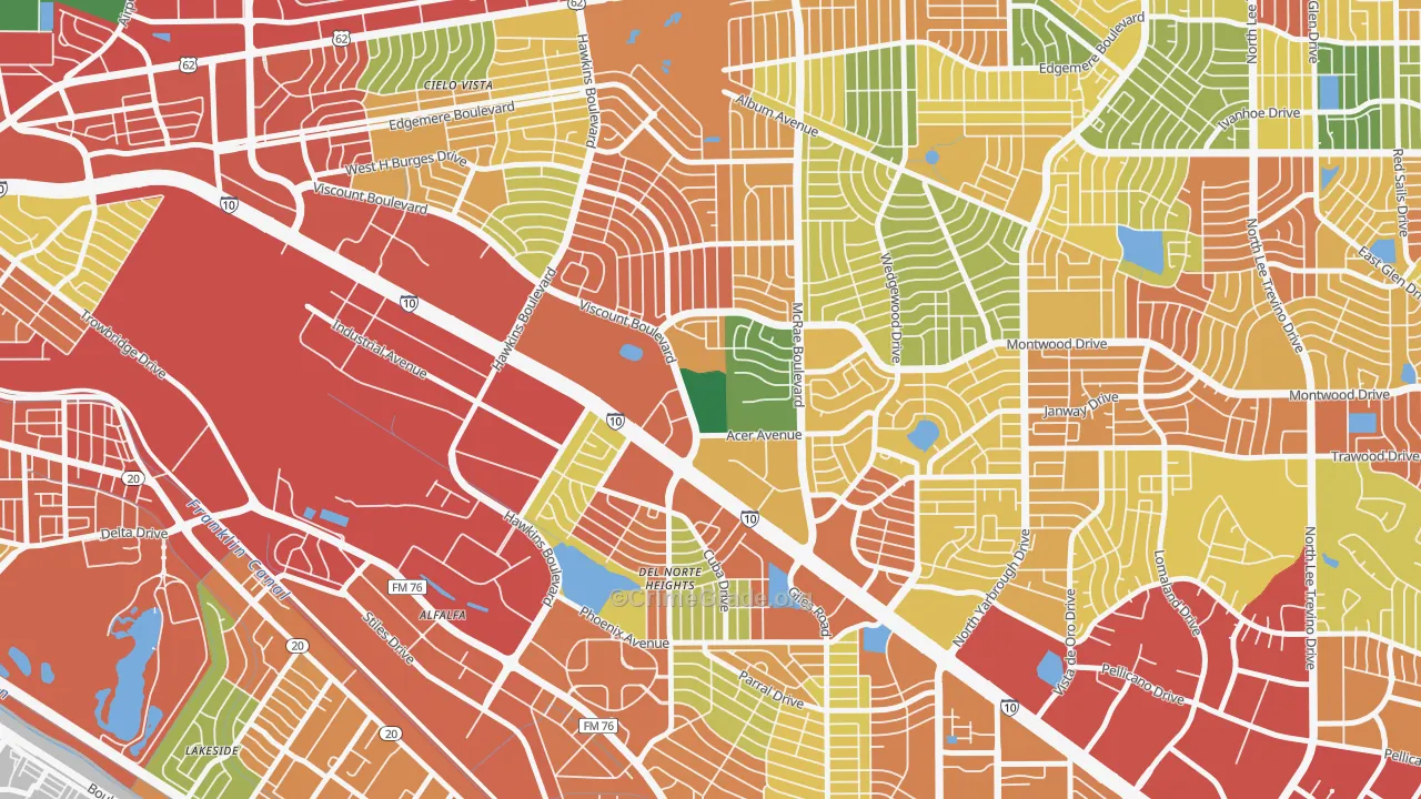 Stonehaven, El Paso, TX Map of Assault Rates