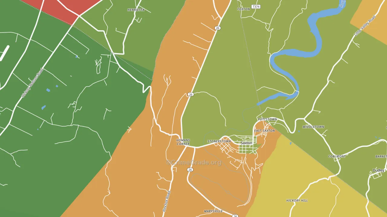 Stonerstown, PA Map of Assault Rates