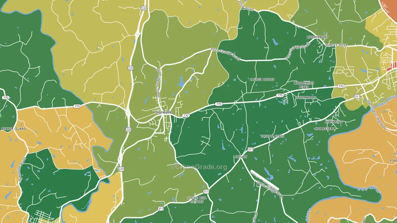 Stoneville, NC Map of Assault Rates