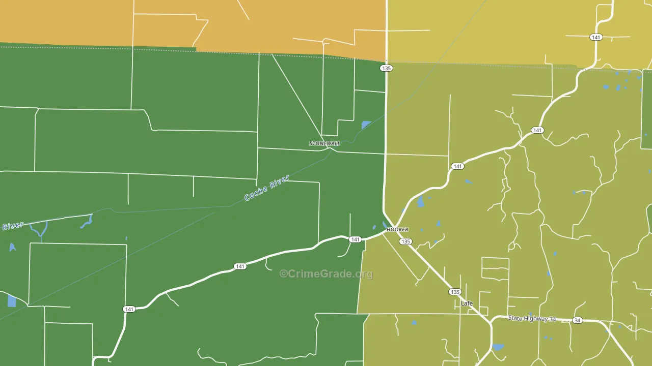 Stonewall, AR Map of Assault Rates