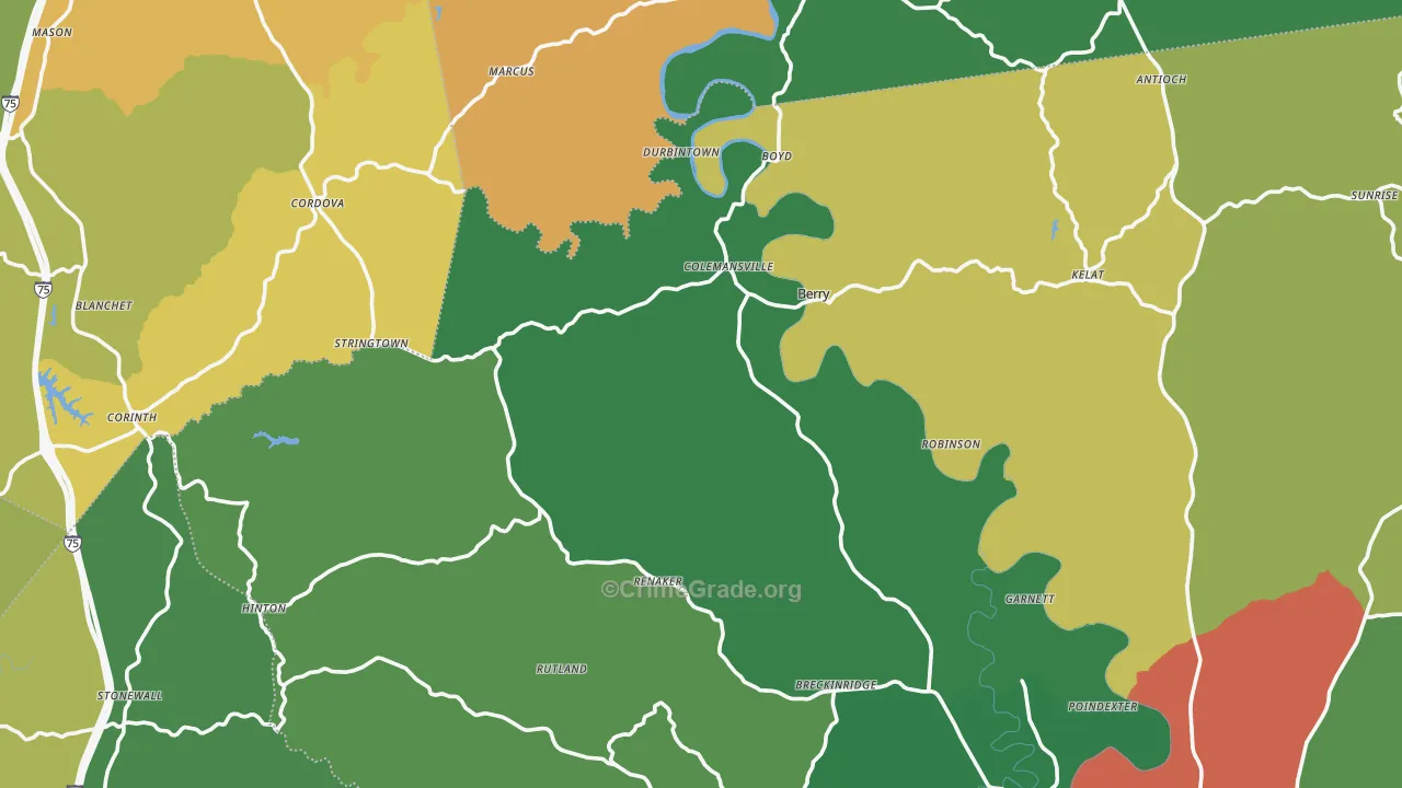 Stonewall, KY Map of Assault Rates