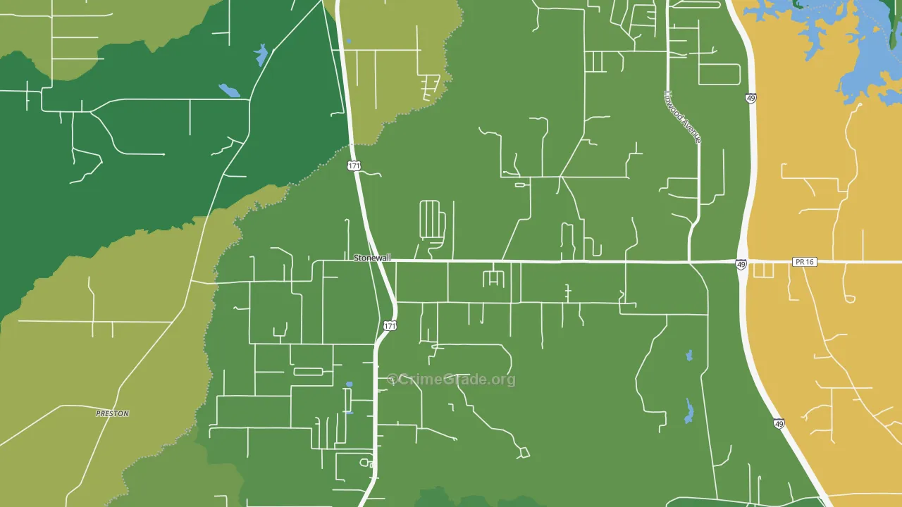 Stonewall, LA Map of Assault Rates