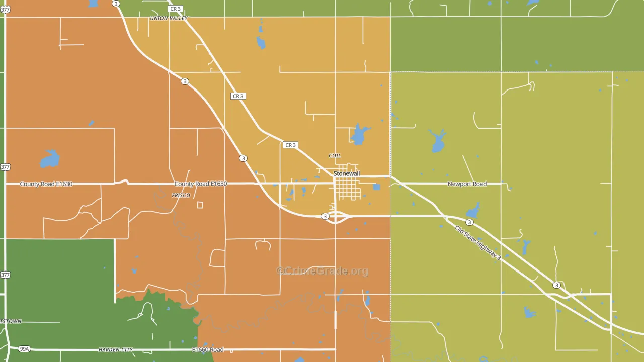 Stonewall, OK Map of Assault Rates