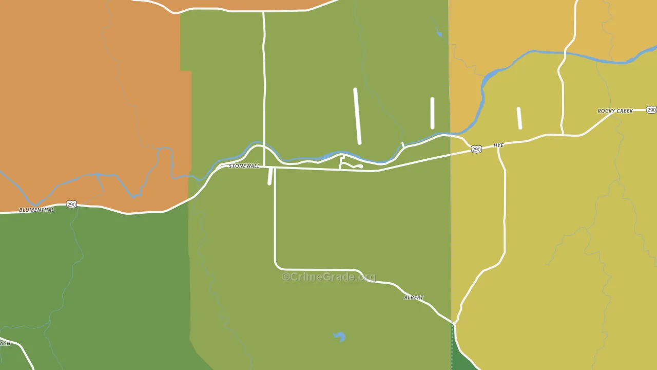 Stonewall, TX Map of Assault Rates